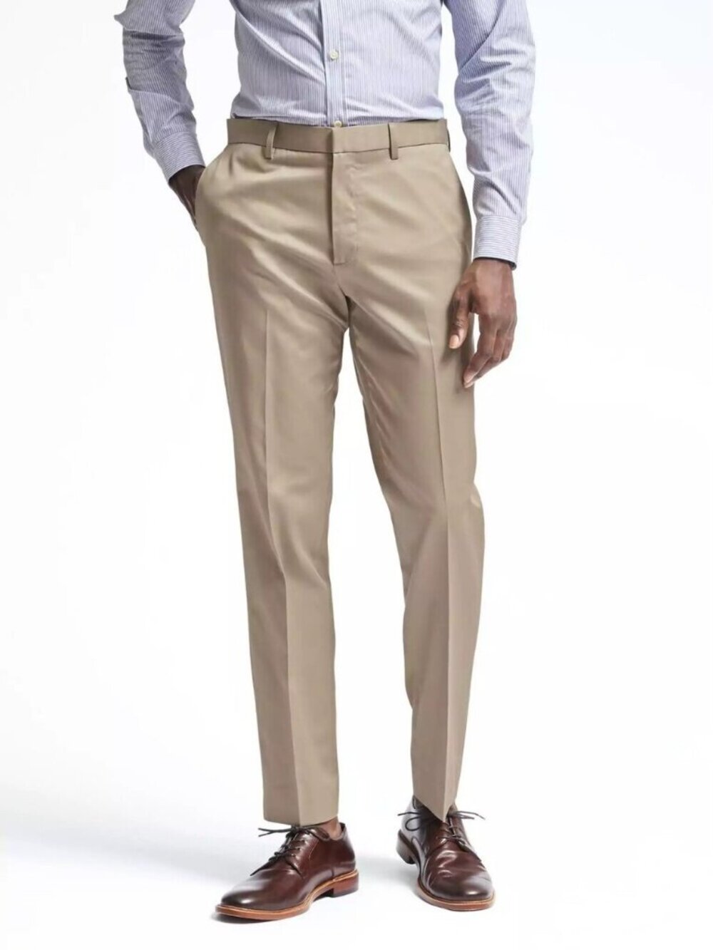 Banana Republic Mens Chino Dress Pants Sz 33x32 Non Iron Standard Fit Khaki Tan